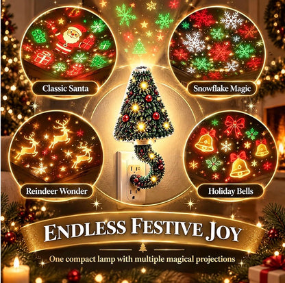 Christmas Tree Projector Night Light – USB Bendable, 6+ Holiday Patterns