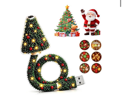 Christmas Tree Projector Night Light – USB Bendable, 6+ Holiday Patterns
